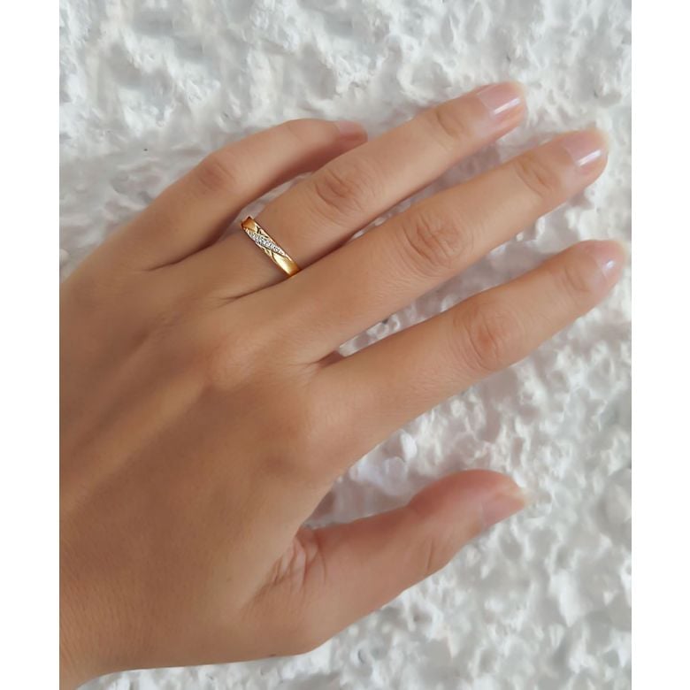Fede Nuziale Donna Emilia - Oro Giallo 18kt e Diamanti VS/G - 4