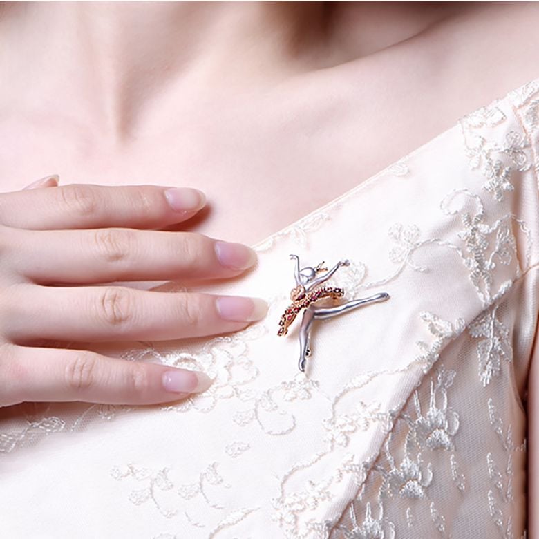 Ciondolo Princesse Ballerina - Broche Oro bianco - Rubini - 6