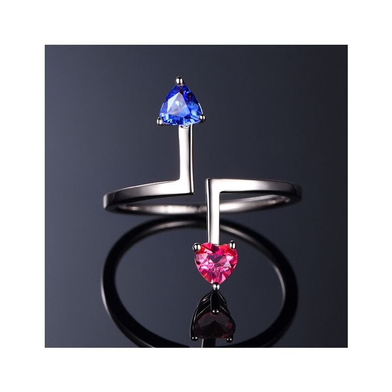 Anello Vice et Versa. Zaffiri Blu e Rosa. Oro bianco - 2