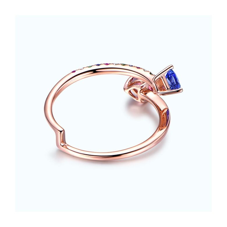 Anello signaux inversés. Oro rosa, Zaffiri - 3