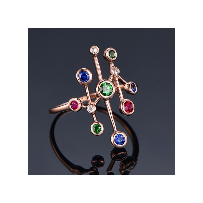 Anello Oro rosa, pietre preziose. Gocce d'amore - 4