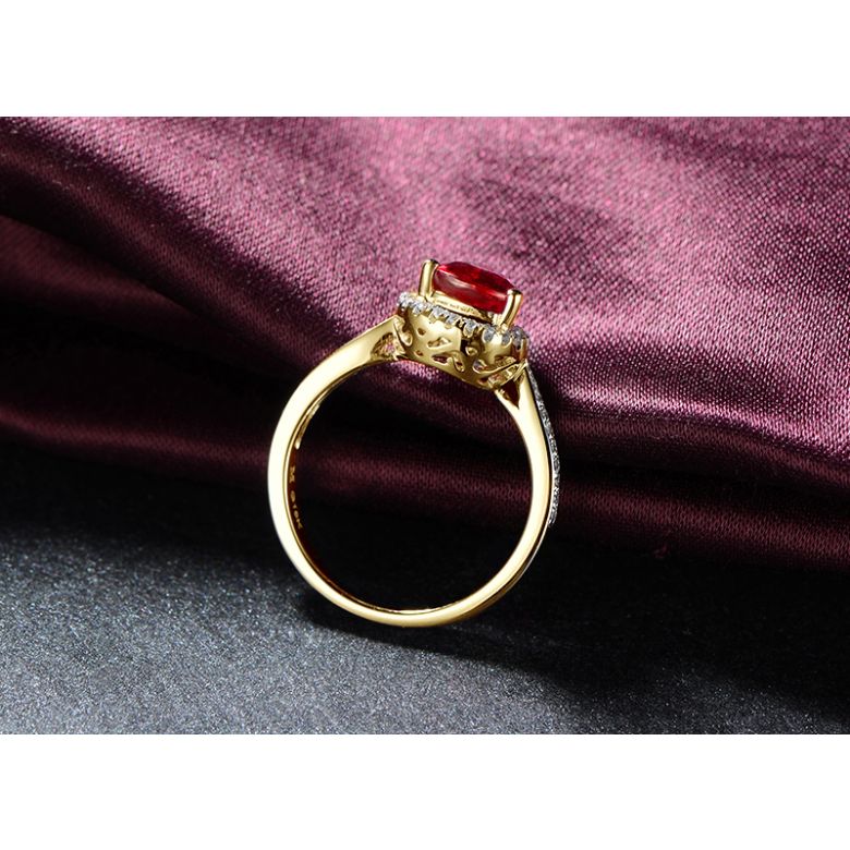 Anello Contessa - Oro Giallo, Rubino Pera & Diamanti - 5