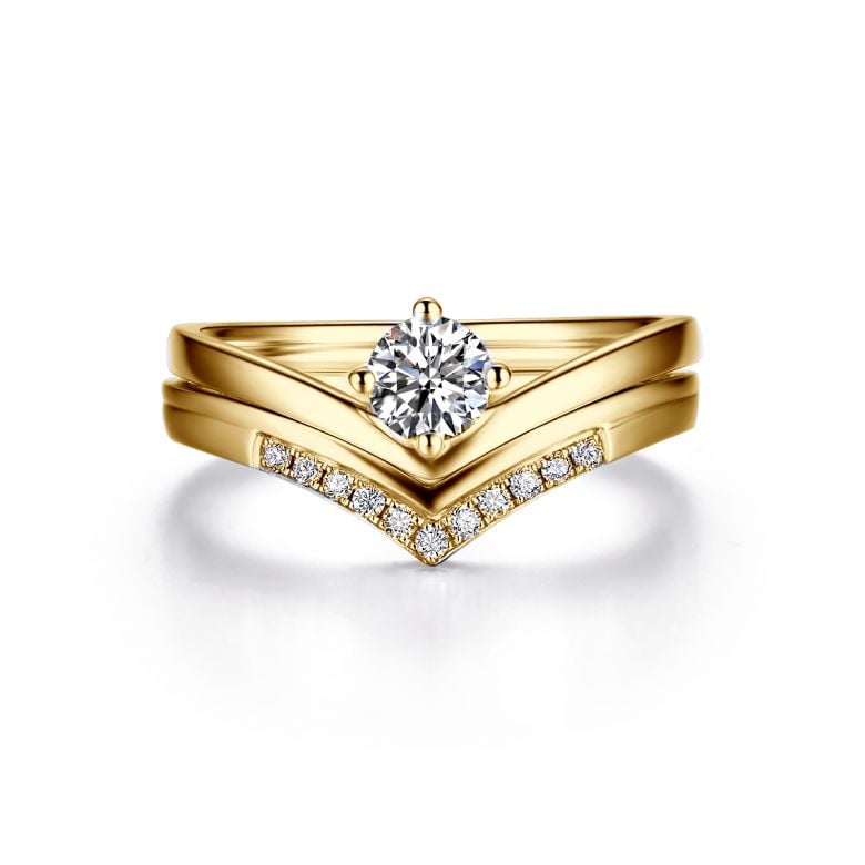 Anello di Fidanzamento Wonder Woman - Diamante Solitario Composto & Oro Giallo | Gemperles - 1