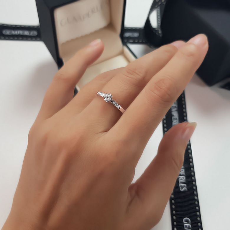 Anello Solitario Composto Portami - Oro Bianco & Diamanti | Gemperles - 9