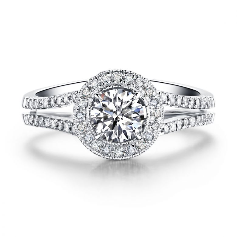 Anello di Fidanzamento Dahlia - Oro Bianco Lucido e Diamanti VS/G | Gemperles - 3