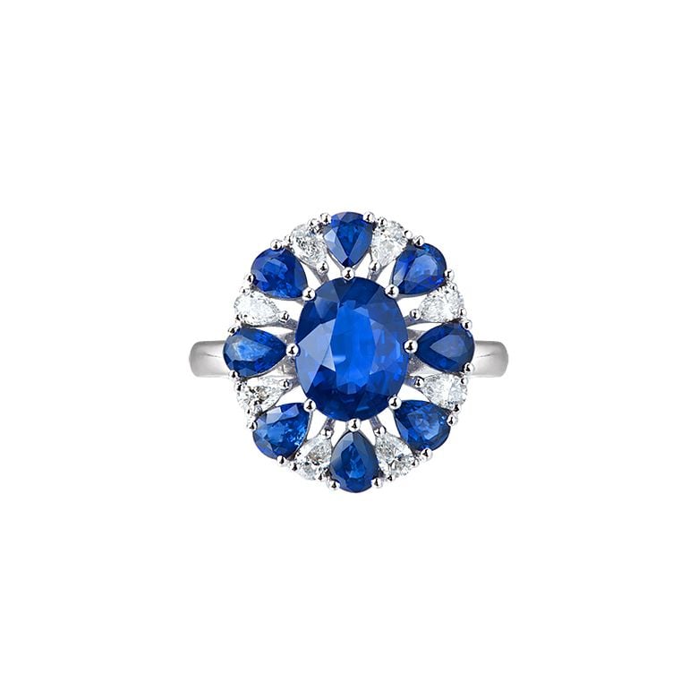 Anello Marguerite Du Cap - Oro Bianco, Diamanti & Zaffiri - 6