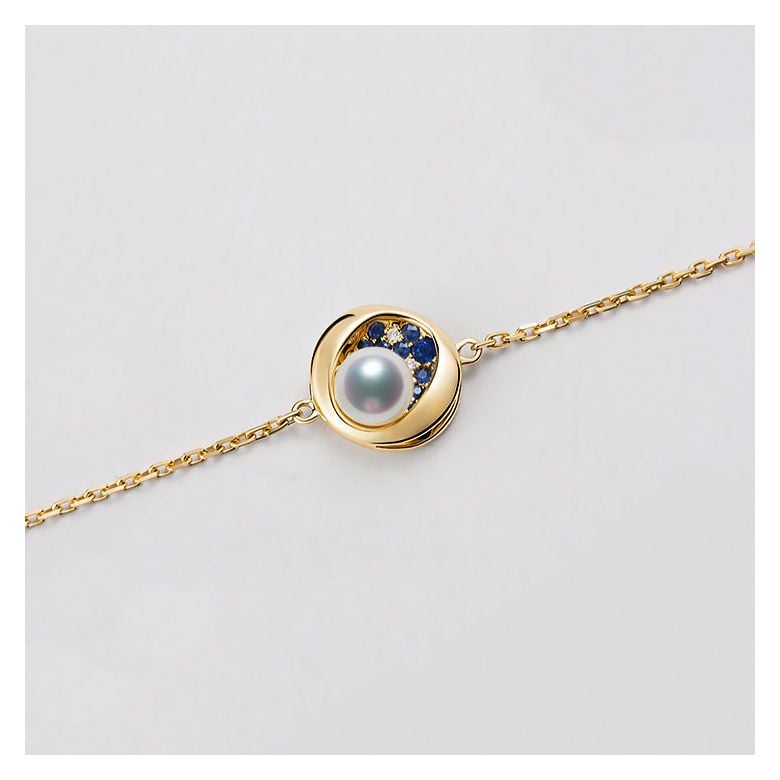 Braccialetto perla Akoya Seiza. Diamanti, zaffiri, Oro giallo I Gemperles - 7