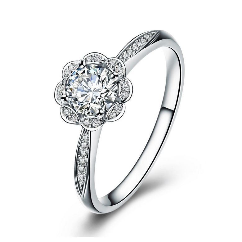 Anello solitario con diamante in oro bianco - Jasmin étoilé - 1