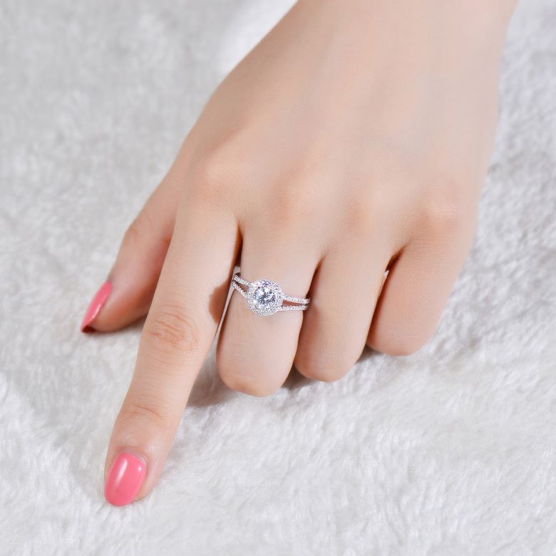 Anello di Fidanzamento Dahlia - Oro Bianco Lucido e Diamanti VS/G | Gemperles - 6