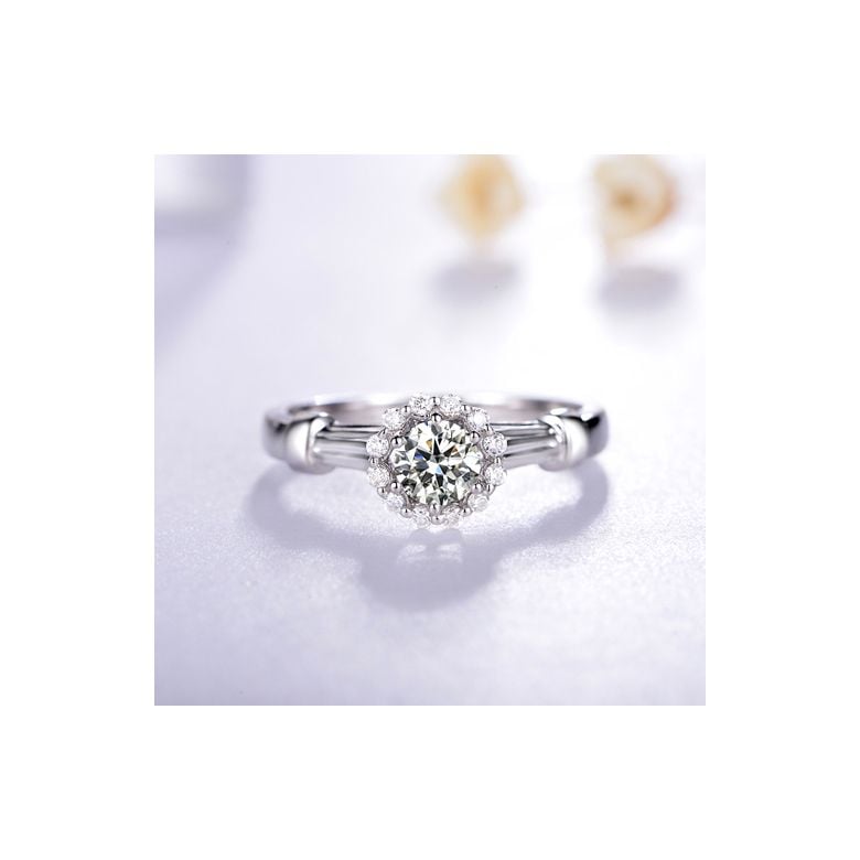 Anello di fidanzamento solitario accompagnato, sormontato diamanti - 0.38ct - 11