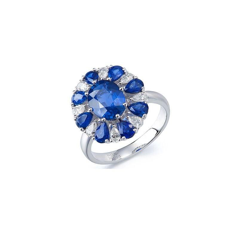 Anello Marguerite Du Cap - Oro Bianco, Diamanti & Zaffiri - 7