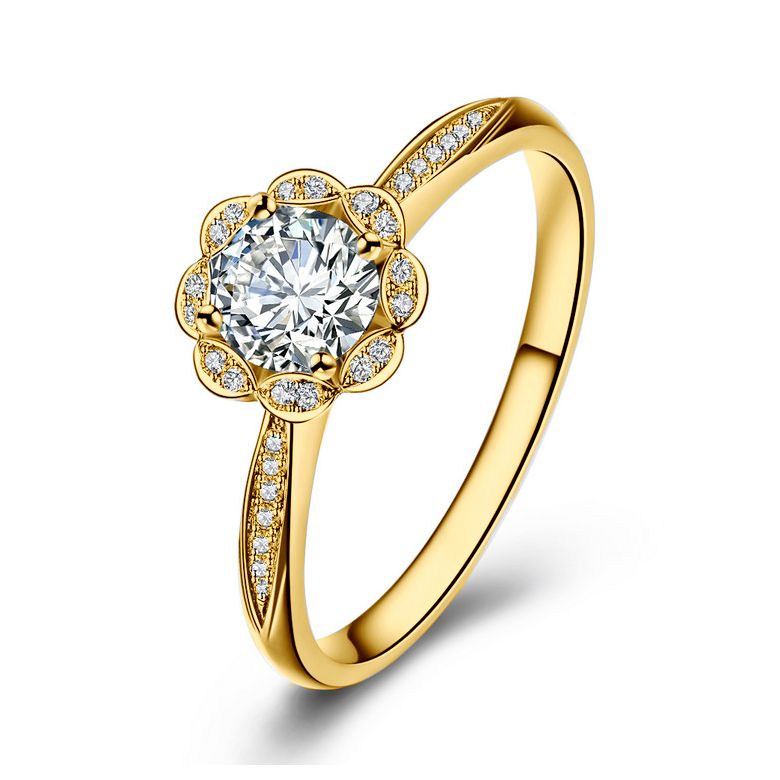 Anello solitario con diamante in oro giallo - Jasmin Étoilé - 1