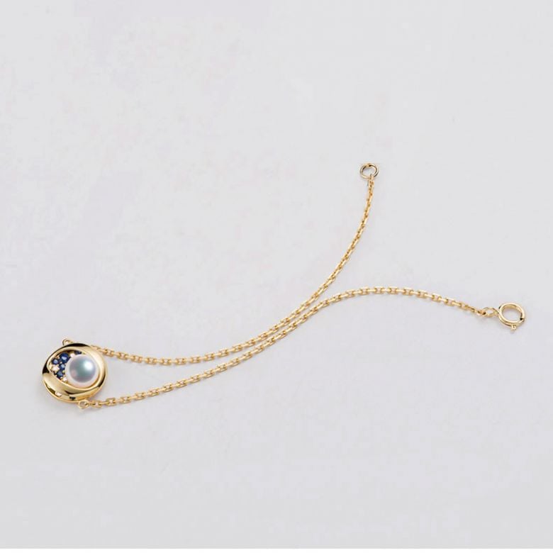 Braccialetto perla Akoya Seiza. Diamanti, zaffiri, Oro giallo I Gemperles - 9