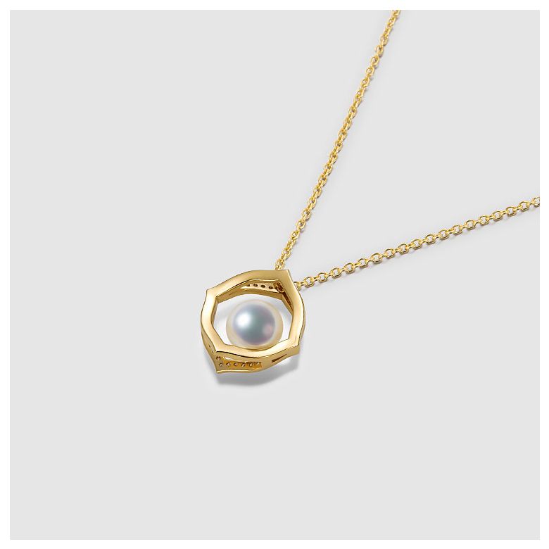 Ciondolo Coco - Oro Giallo 18k, Diamanti e Perla Akoya - 5