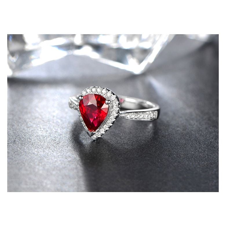 Anello Contessa - Oro Bianco, Rubino Pera & Diamanti - 4