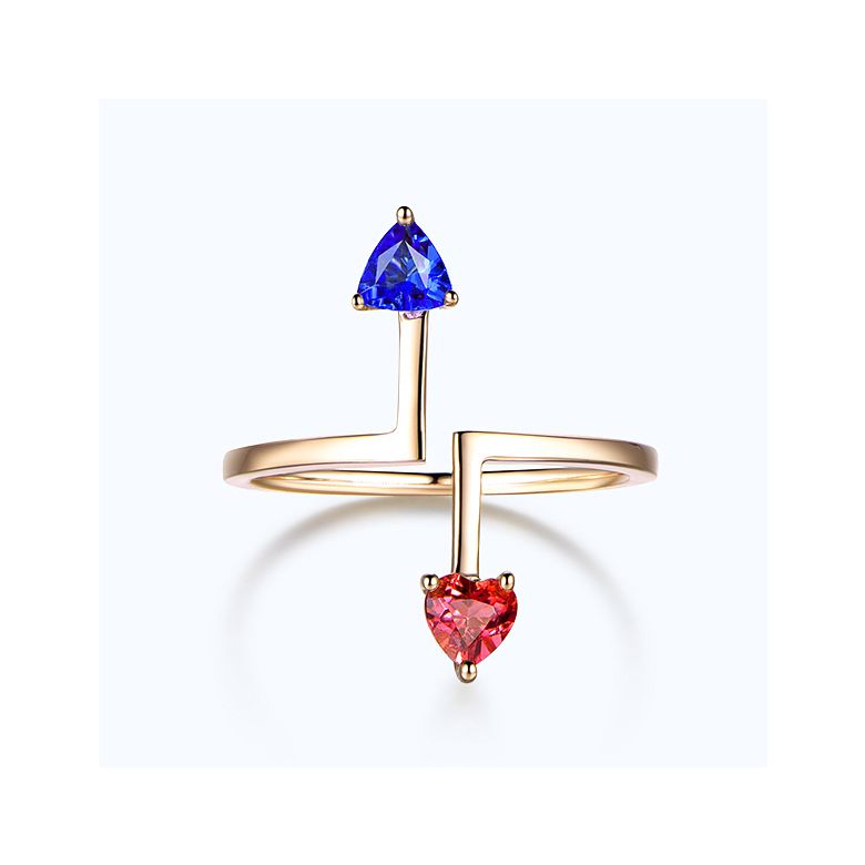 Anello Vice et Versa. zaffiri Blu et Rose. Oro giallo - 6