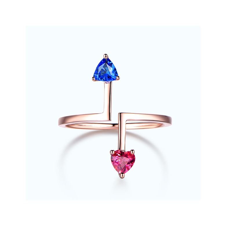 Anello Vice et Versa. Zaffiri Blu e Rosa. Oro rosa - 1