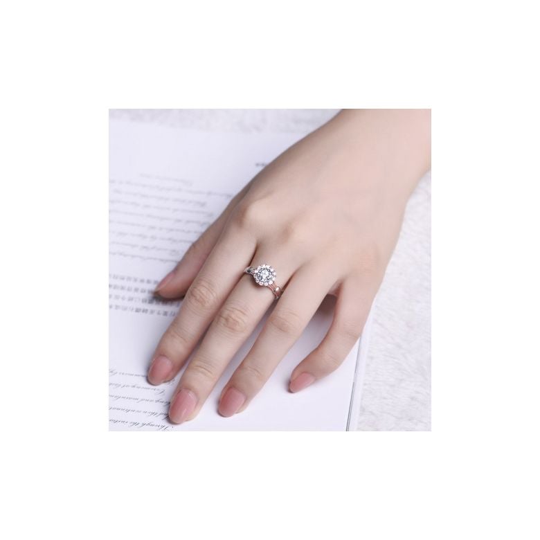 Anello di fidanzamento solitario accompagnato, sormontato diamanti - 0.38ct - 12