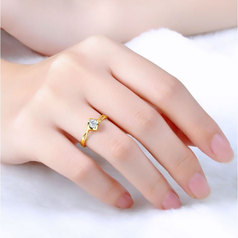 Anello di Fidanzamento A Jeanne - Oro Giallo e Diamante Solitario - 5