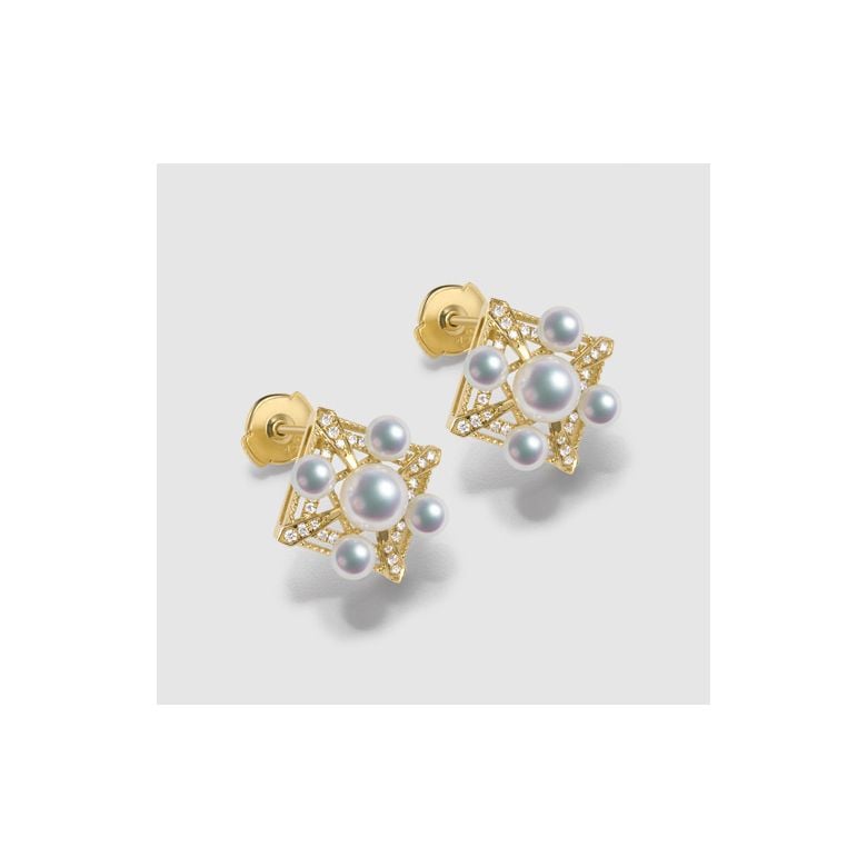 Parure Ciondolo e Orecchini Voyage stellaire. Perle Akoya, Oro giallo - 11