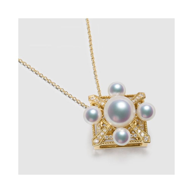 Parure Ciondolo e Orecchini Voyage stellaire. Perle Akoya, Oro giallo - 3