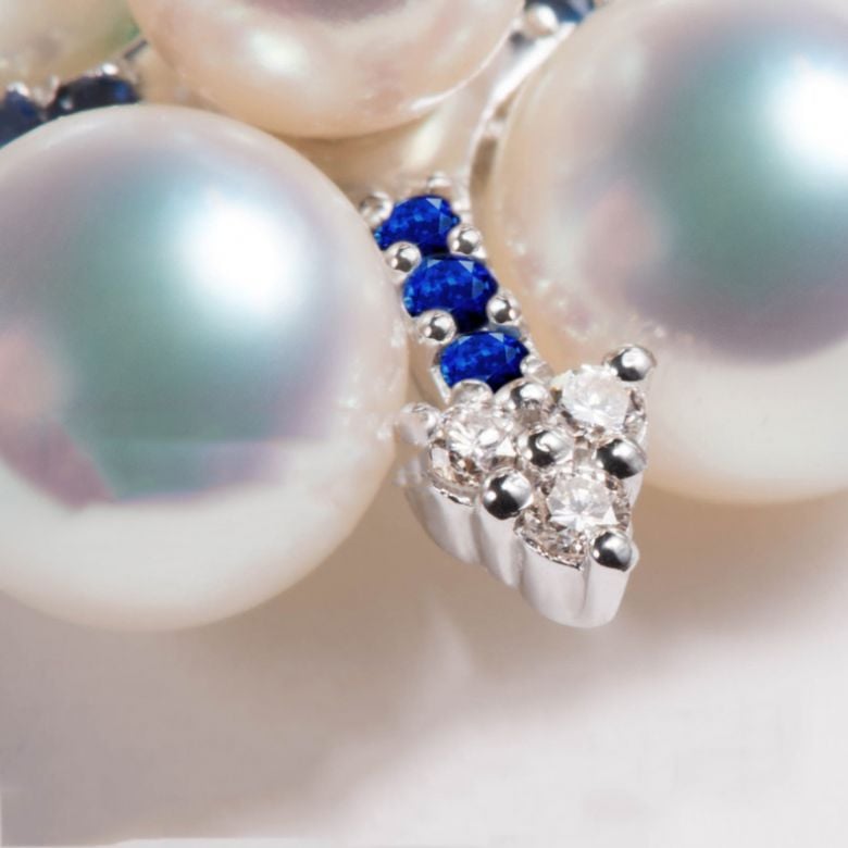Ciondolo Voyage stellaire I Perla Akoya Oro bianco Diamante Zaffiro - 5