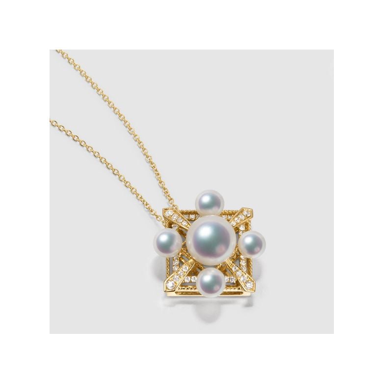 Parure Ciondolo e Orecchini Voyage stellaire. Perle Akoya, Oro giallo - 5