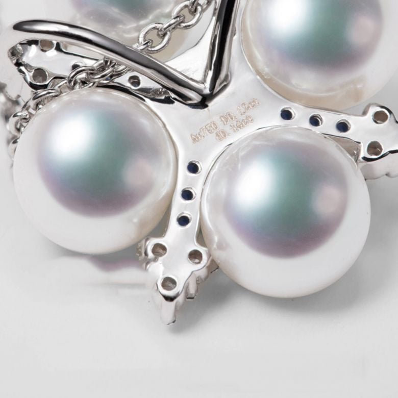 Ciondolo Voyage stellaire I Perla Akoya Oro bianco Diamante Zaffiro - 6