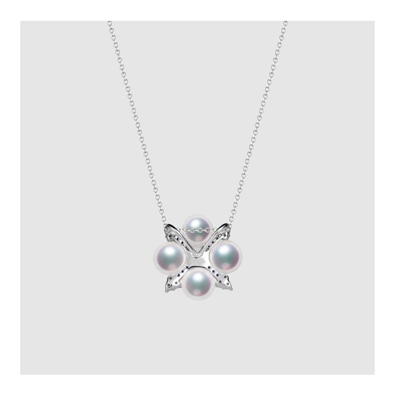 Ciondolo Voyage stellaire I Perla Akoya Oro bianco Diamante Zaffiro - 4