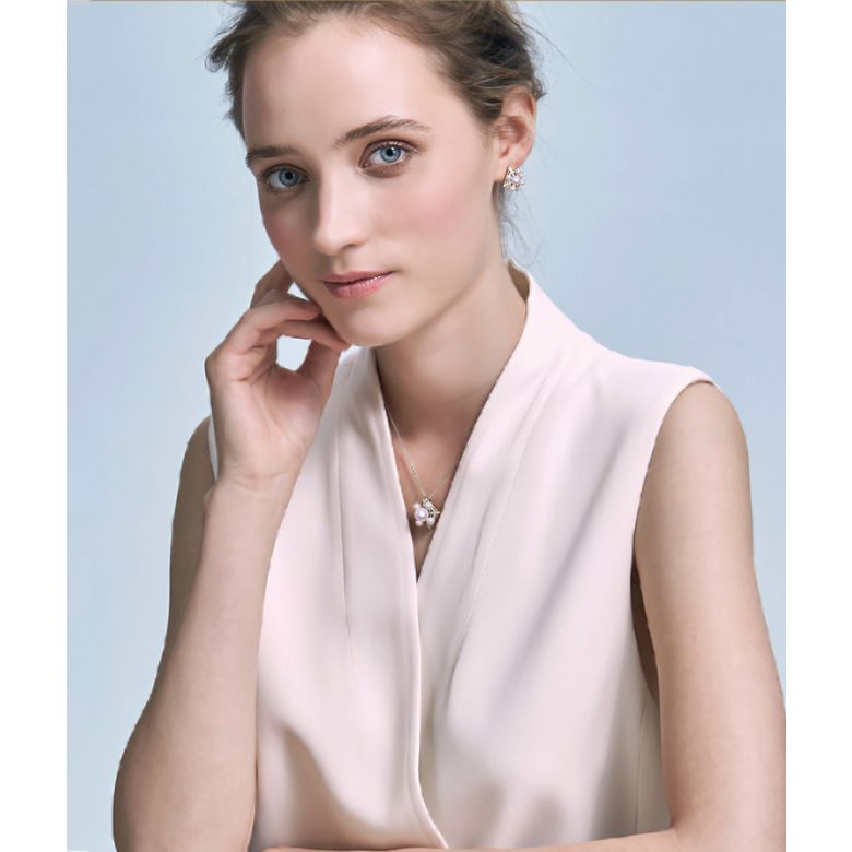 Orecchini Pendenti Voyage Stellaire - Oro Bianco, Diamanti & Perle Akoya - 7