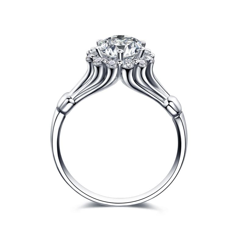 Anello di fidanzamento solitario accompagnato, sormontato diamanti - 0.38ct - 4
