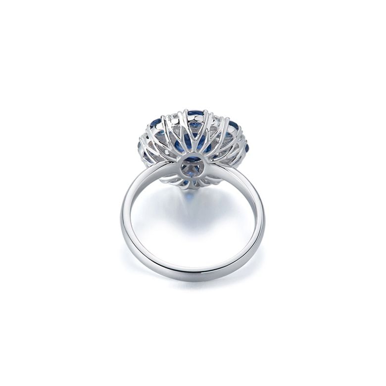 Anello Marguerite Du Cap - Oro Bianco, Diamanti & Zaffiri - 9
