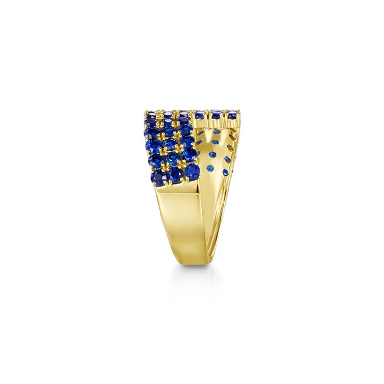 Anello Enlace Moi - Oro Giallo e Pavé Zaffiri Blu - 9