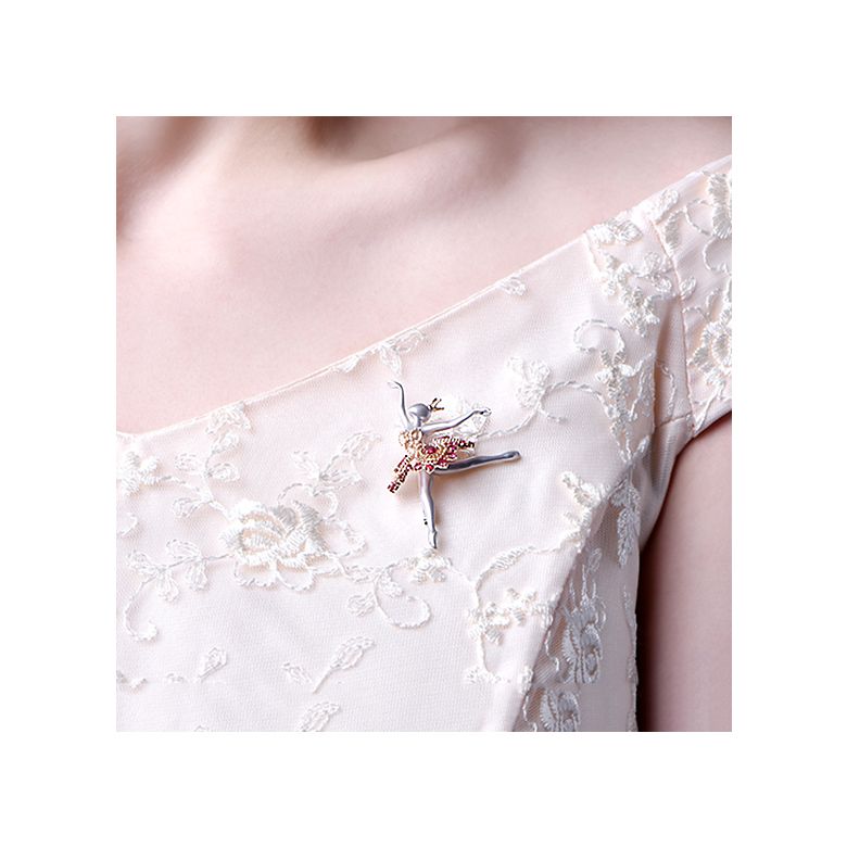 Ciondolo Princesse Ballerina - Broche Oro bianco - Rubini - 9