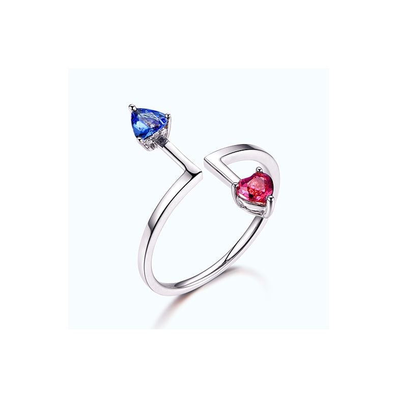 Anello Vice et Versa. Zaffiri Blu e Rosa. Oro bianco - 1