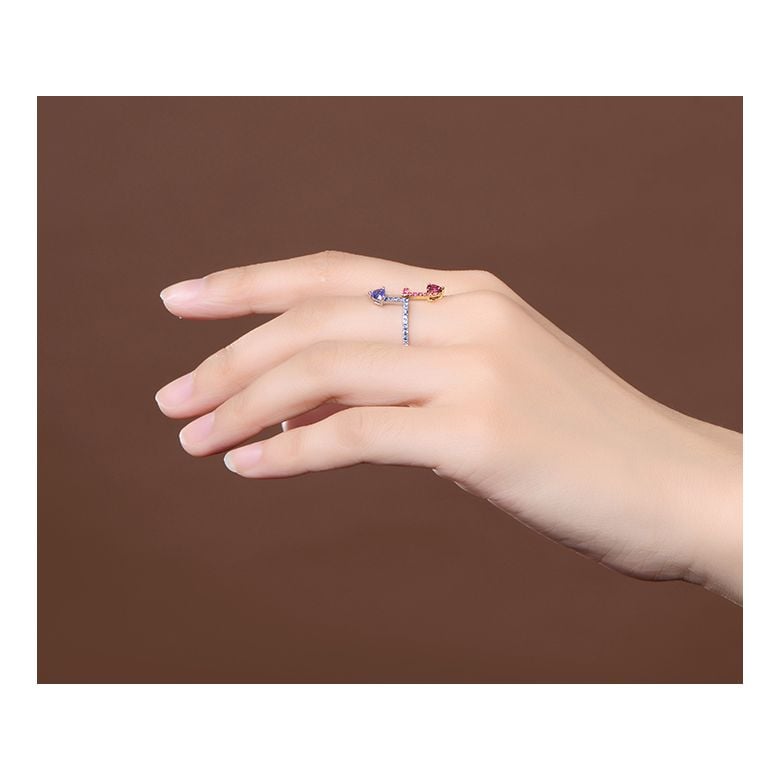Anello Univers parallèles. Oro bianco, giallo e pietre preziose - 3