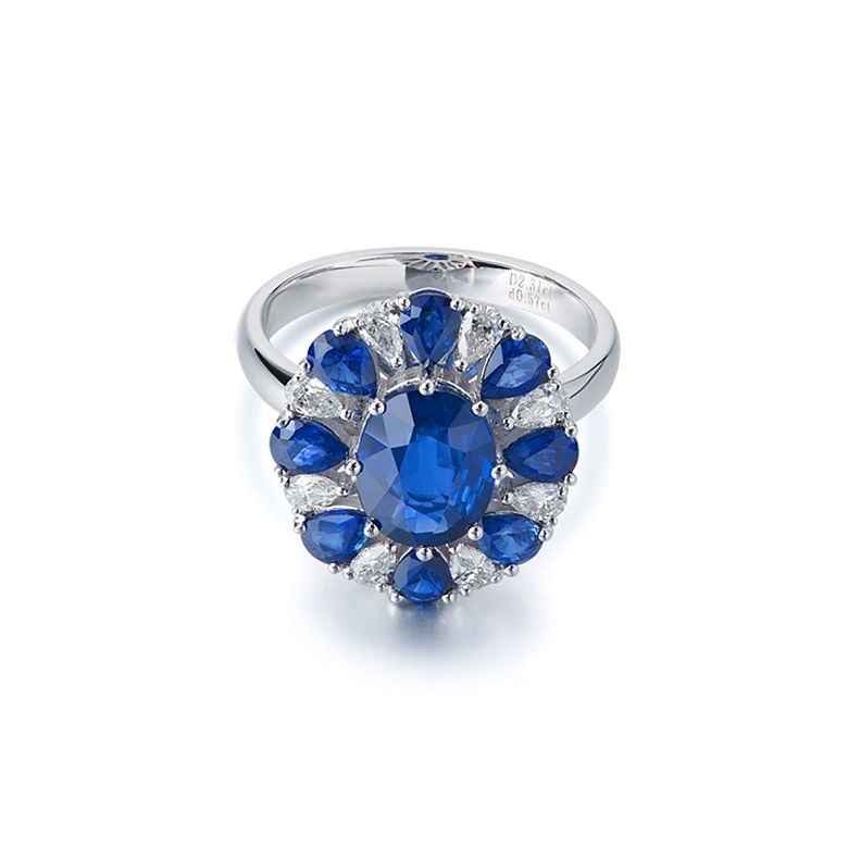 Anello Marguerite Du Cap - Oro Bianco, Diamanti & Zaffiri - 10