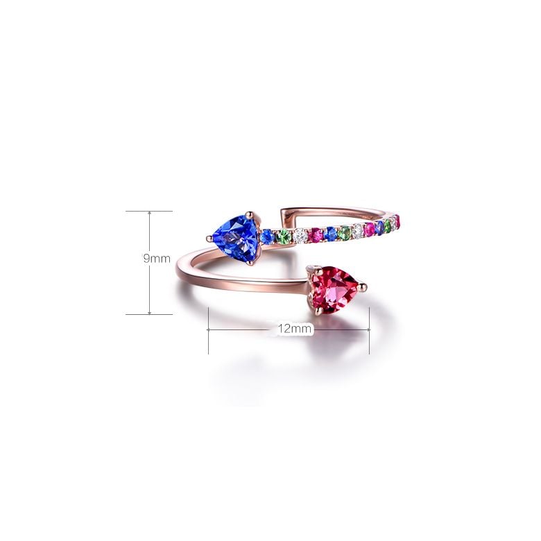 Anello signaux inversés. Oro rosa, Zaffiri - 5