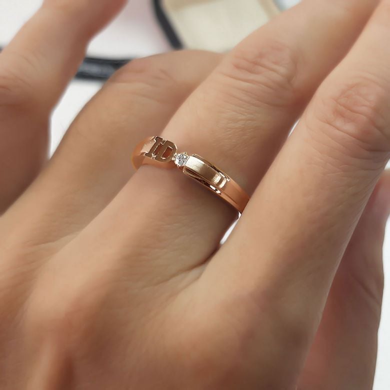 Fede Nuziale I Do - Anello Da Donna in Oro Rosa e Diamante - 2