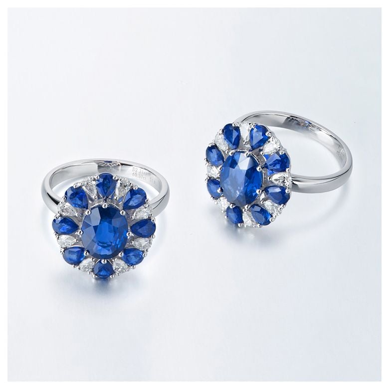 Anello Marguerite Du Cap - Oro Bianco, Diamanti & Zaffiri - 5