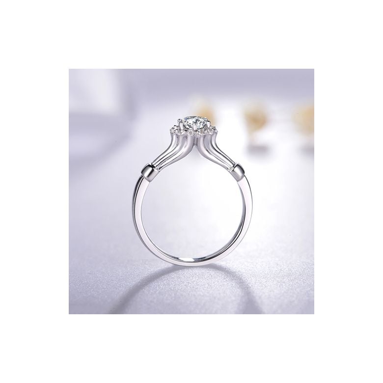 Anello di fidanzamento solitario accompagnato, sormontato diamanti - 0.38ct - 10