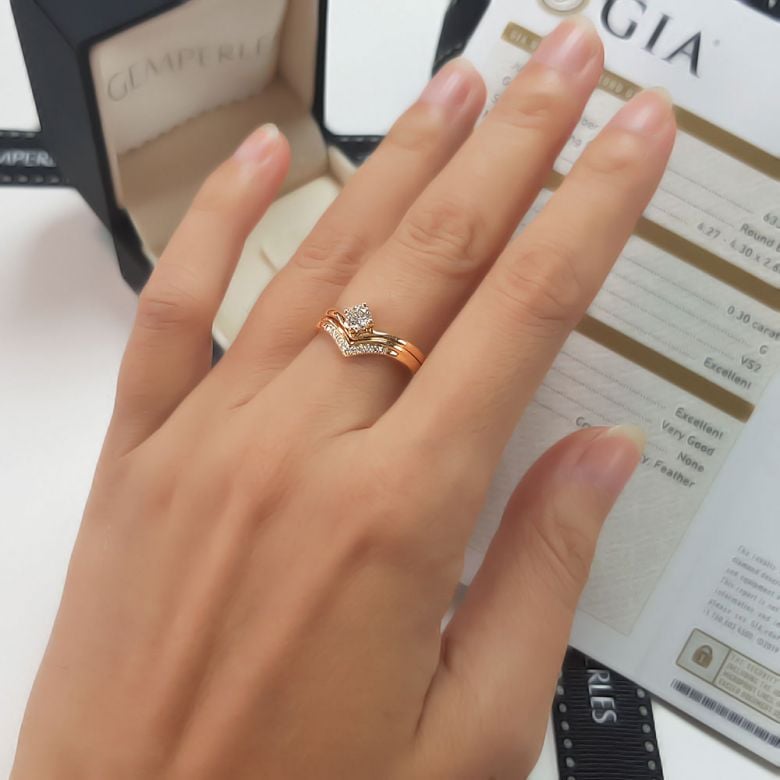 Anello di Fidanzamento Wonder Woman - Diamante Solitario Composto & Oro Giallo | Gemperles - 18