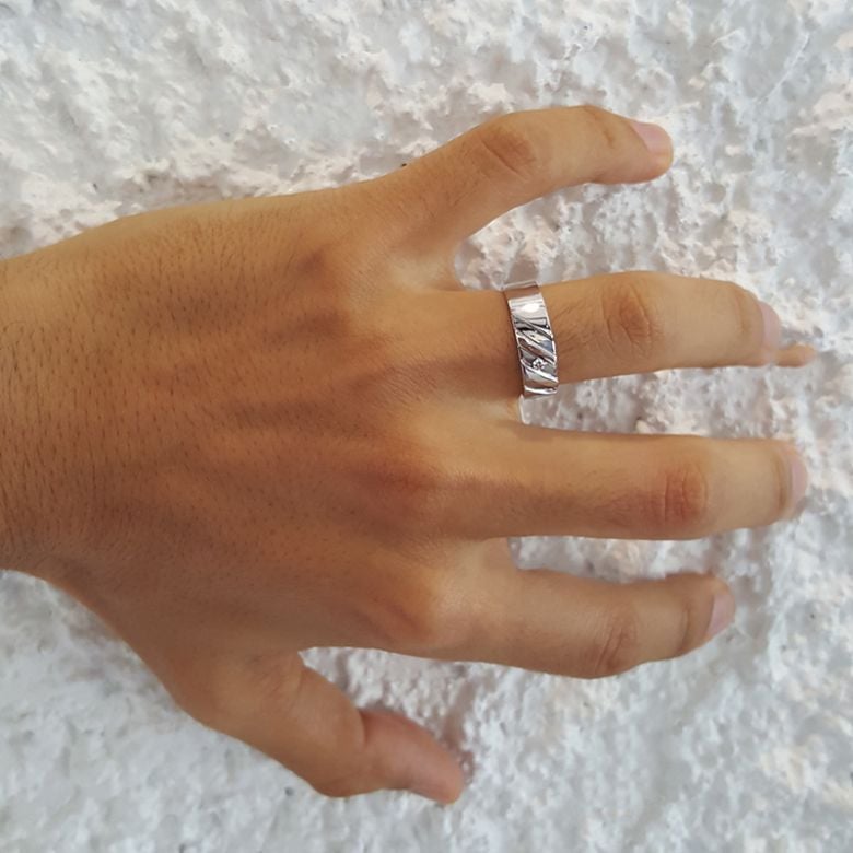Anello per Uomo in Oro bianco 18kt & Diamante VS/G | Marcus - 5