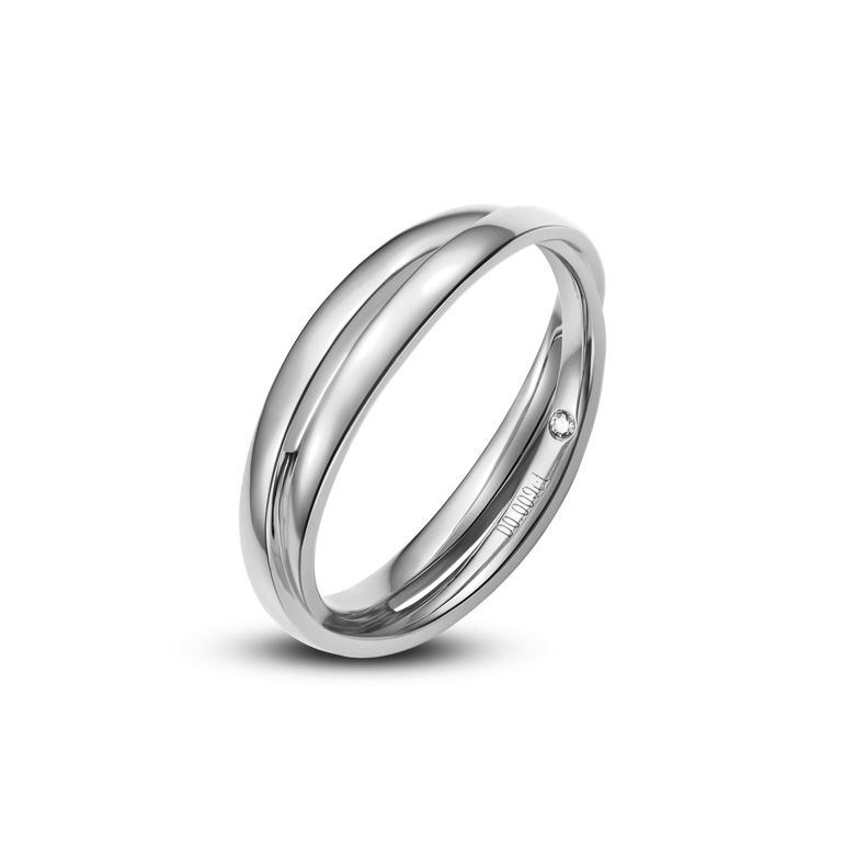 Fede Nuziale Doppia Andreas - Platino, Diamanti - 1
