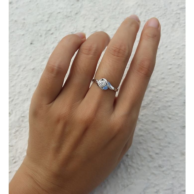 Anello Solitario di Fidanzamento Laccio - Oro Bianco & Diamanti | Gemperles - 8
