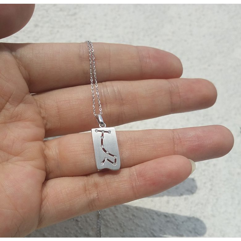 Ciondolo astrologico - Costellazione dello scorpione - Oro bianco, diamanti - 2
