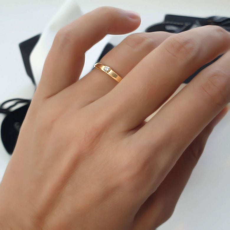 Fede Nuziale Classica Glenna - Oro Giallo e Diamante - 5