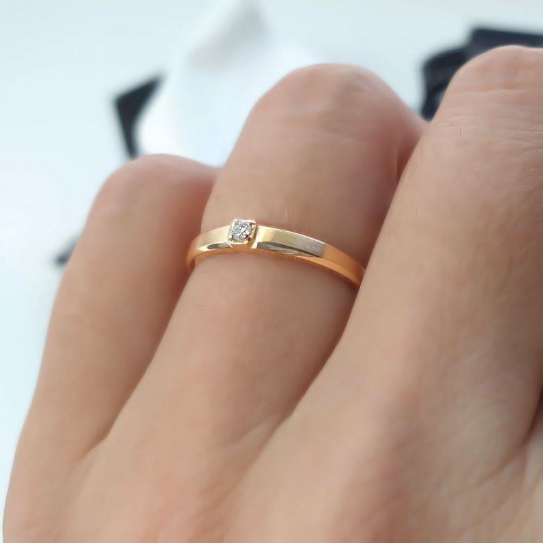 Fede Nuziale Classica Glenna - Oro Giallo e Diamante - 4