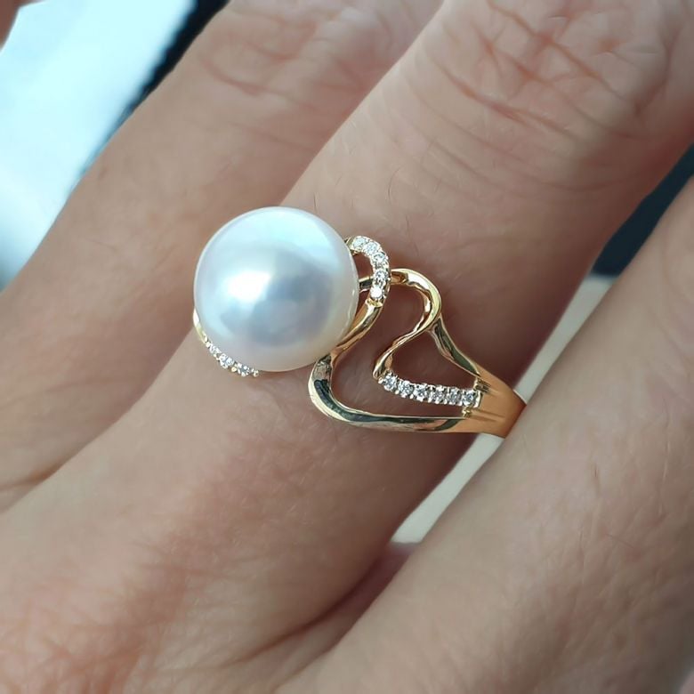 Anello Corinthe - Oro Bianco, Perla d'Acqua Dolce - 6