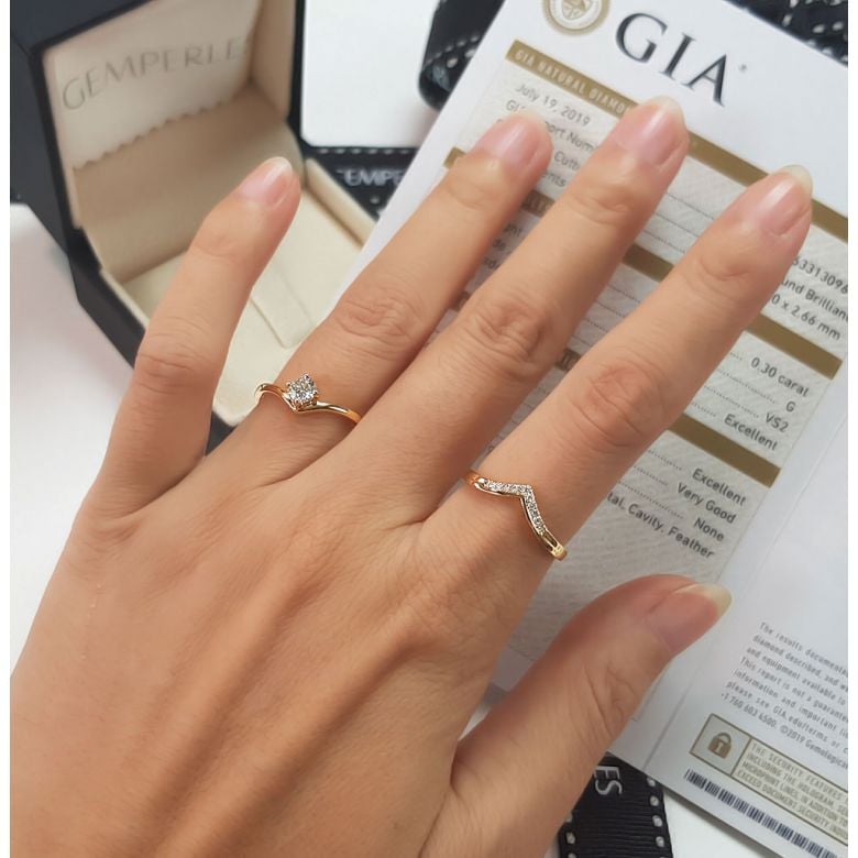 Anello di Fidanzamento Wonder Woman - Diamante Solitario Composto & Oro Giallo | Gemperles - 17